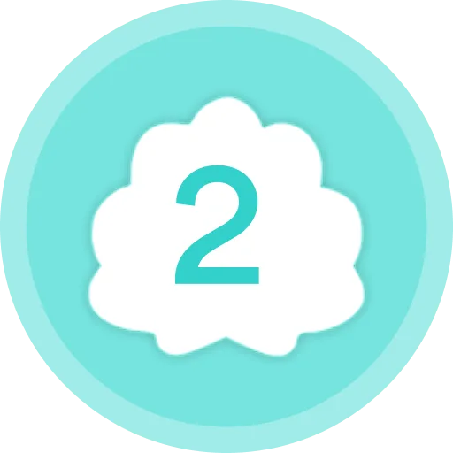 Turquoise badge with number 2