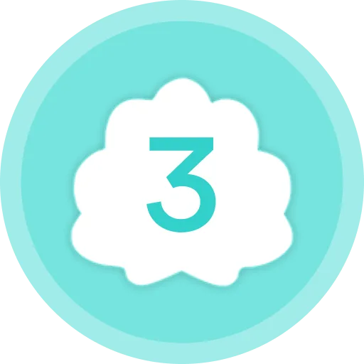 Turquoise badge with number 3