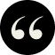 Quotation mark icon in black circle