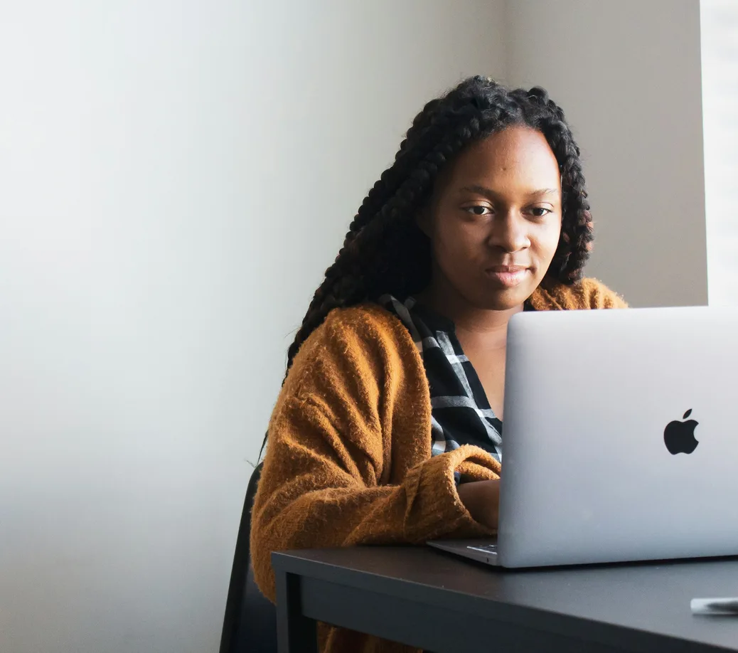 Woman working on a laptop