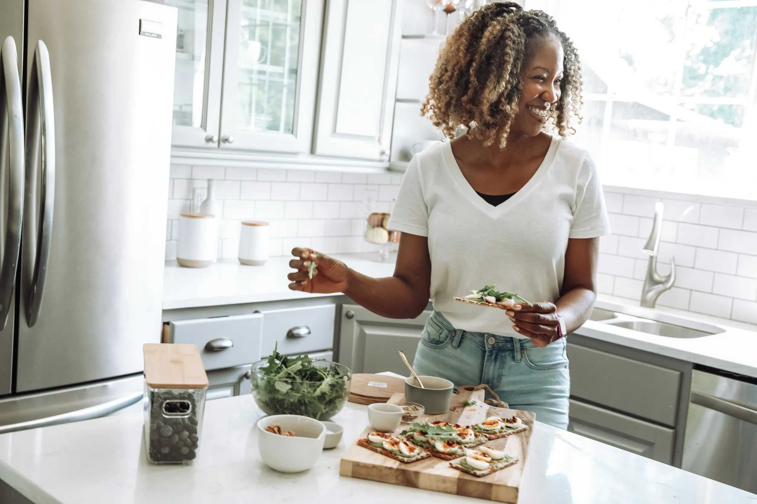Woman preparing a healthy meal at home