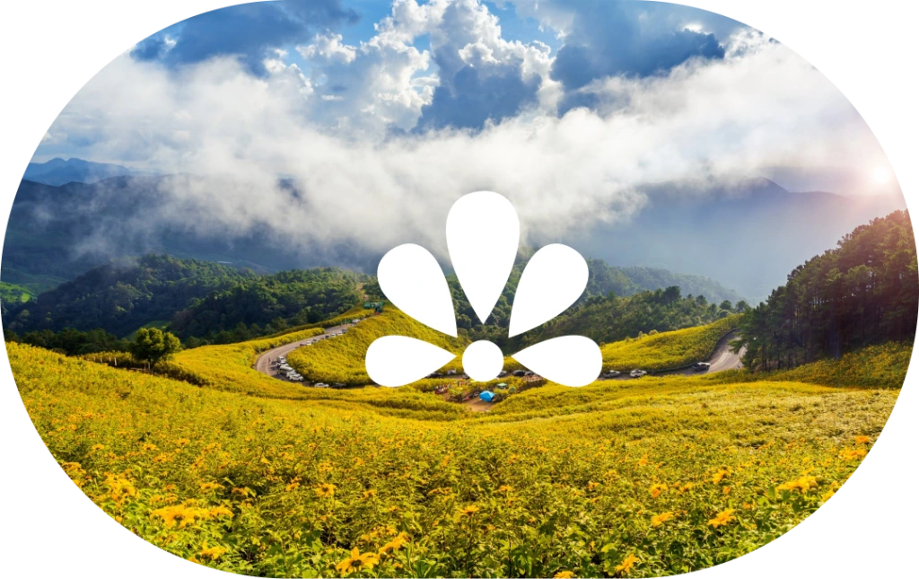 Scenic mountain landscape with the Lift Up Live Well Mental Healthcare logo