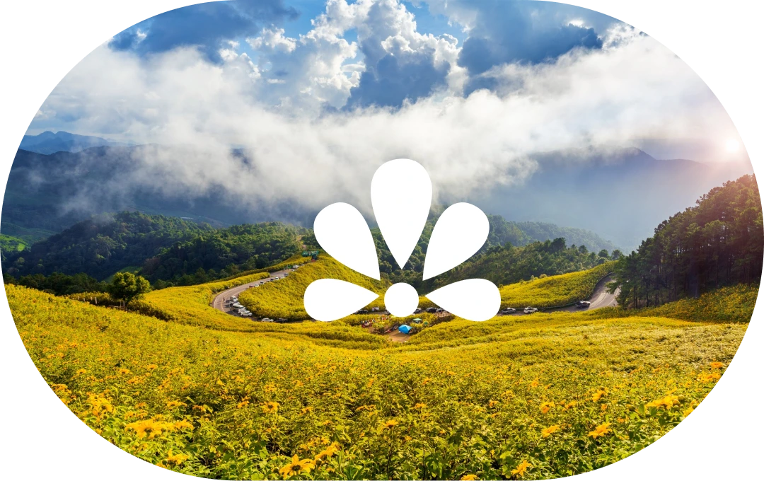 Scenic mountain landscape with the Lift Up Live Well Mental Healthcare logo