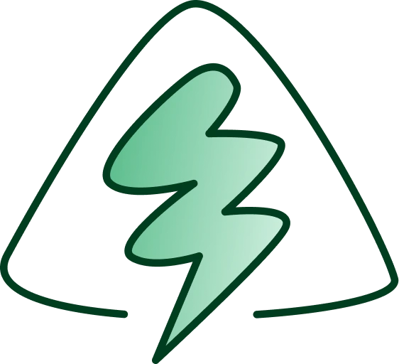 Green lightning bolt icon within a triangle, representing mental health challenges