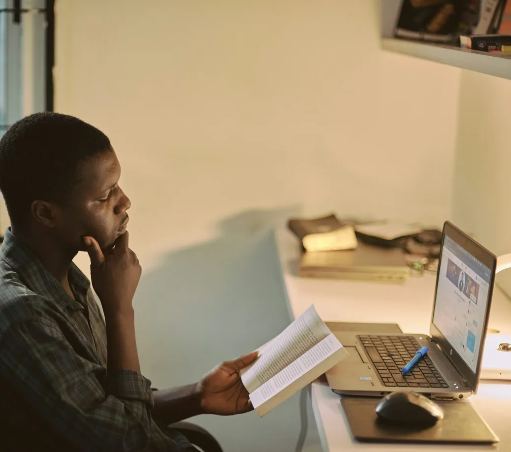 Man joining a virtual appointment from home