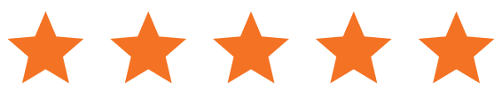 Five orange stars representing a five-star rating