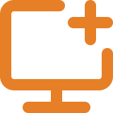 Computer monitor icon with plus symbol