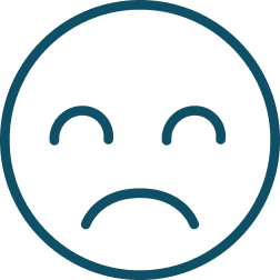 Sad face icon with closed eyes and downturned mouth