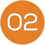 Step 02 indicator on orange circle