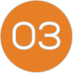 Step 03 indicator on orange circle