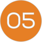 Step 05 indicator on orange circle