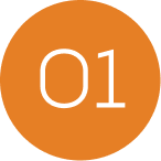 Step 01 indicator on orange circle