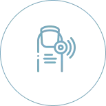 Chair with sound waves icon representing therapeutic treatment
