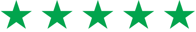 Five green stars in a row