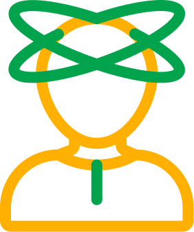 Green and yellow person icon with connected lines around head