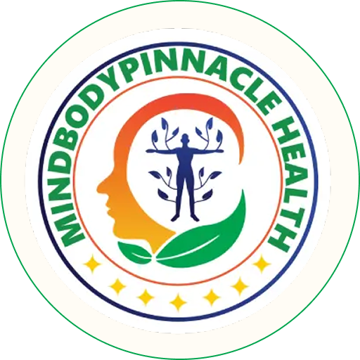 MindBodyPinnacle Health logo with profile silhouette and wellness imagery