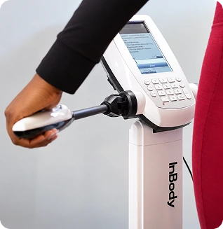 InBody body composition analysis device measuring a patient's arm during medical weight loss assessment