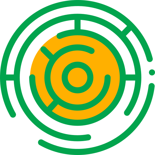Concentric circles icon in green and gold