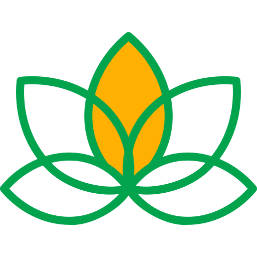 Green and gold lotus flower icon