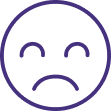 Sad face icon with closed eyes and downturned mouth