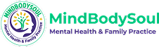 MindBodySoul logo with circular icon and green text for mental health and family practice