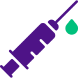 Purple syringe with green droplet representing addiction treatment
