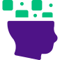 Purple head silhouette with green squares symbolizing ADHD