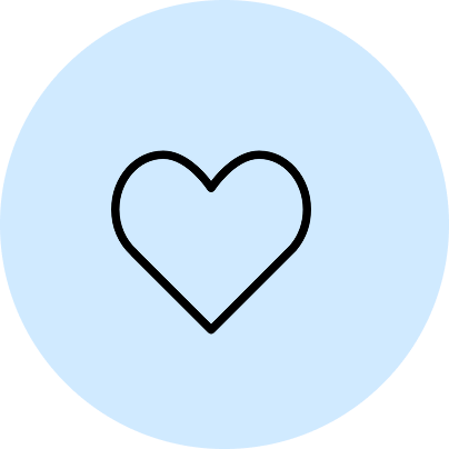 Heart icon on light blue background