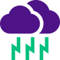 Purple storm cloud with green lightning bolts representing depression
