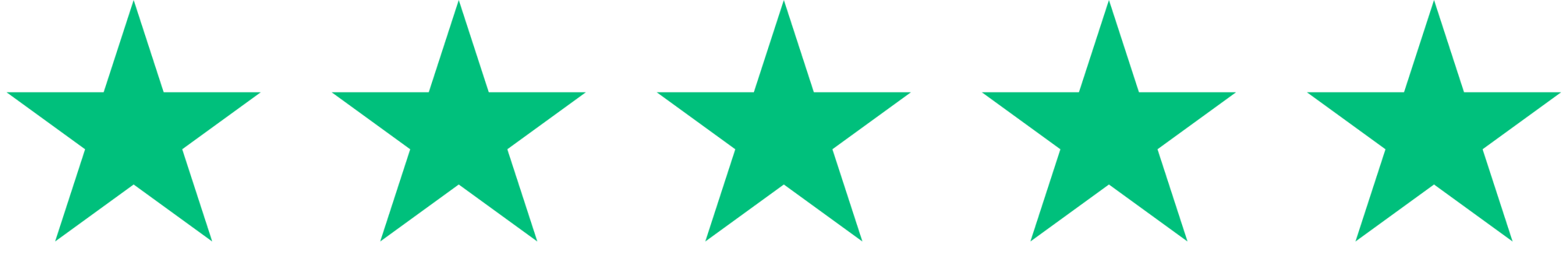 Five green stars in a row