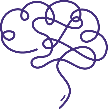 Abstract illustration of an interconnected brain outline in dark blue