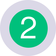 Green circle with number 2 inside on light purple background