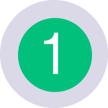 Green circle with number 1 inside on light purple background