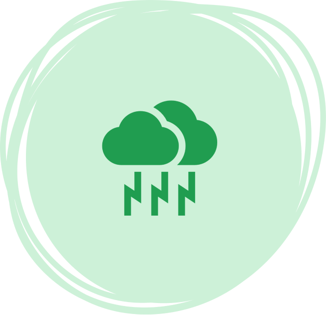 Clouds with lightning bolts, representing stormy weather or emotional turbulence