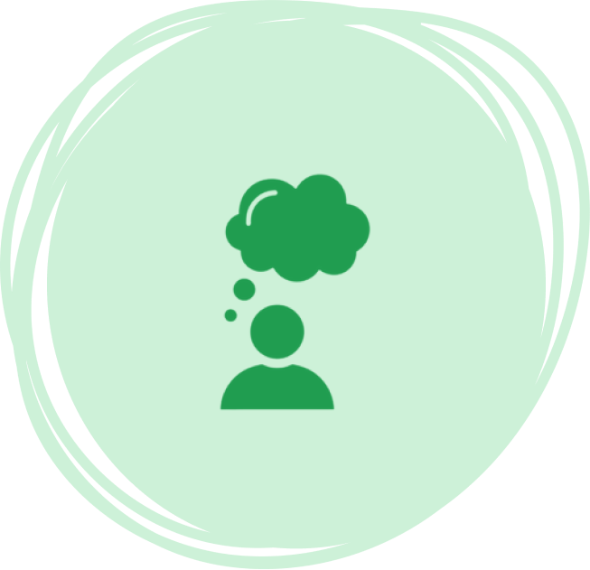 Icon of person with thought cloud above