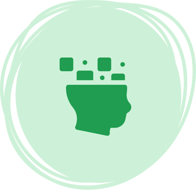 Icon of head silhouette with people symbols inside