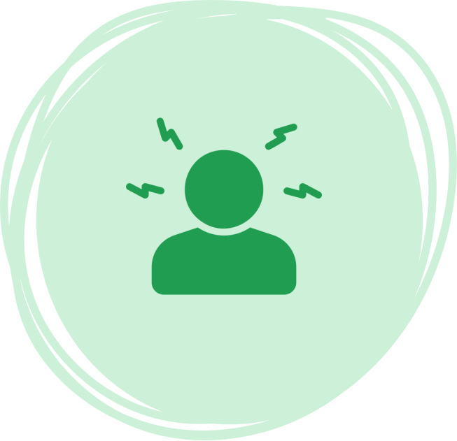 Icon of person with stress lightning bolts around head