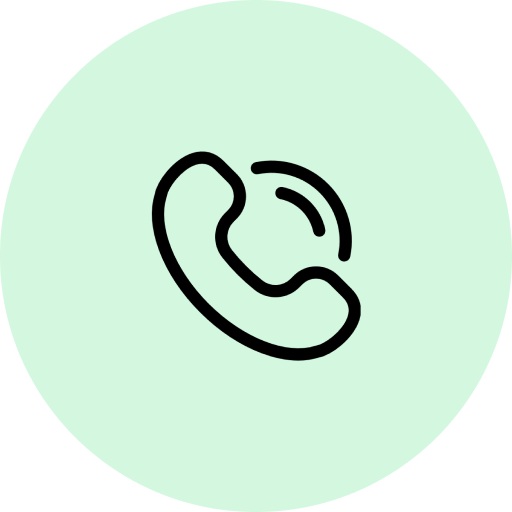 Phone receiver icon on light green circular background