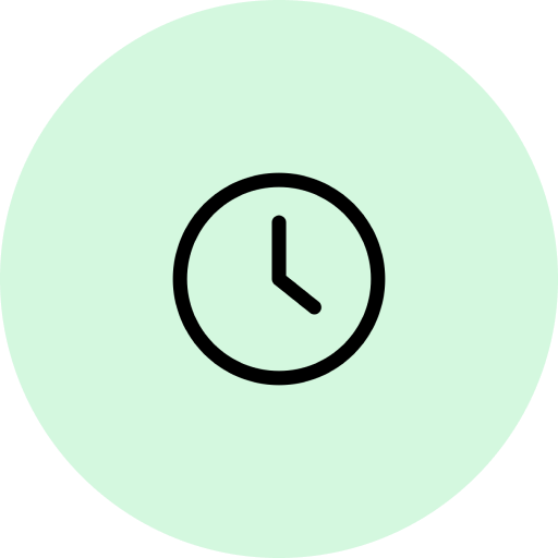Clock showing time on light green circular background