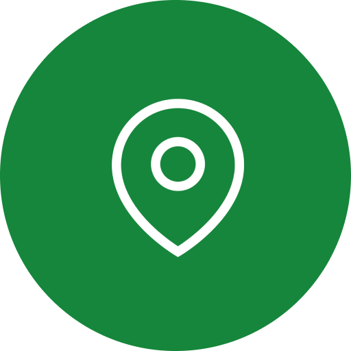 Location pin icon on green circular background