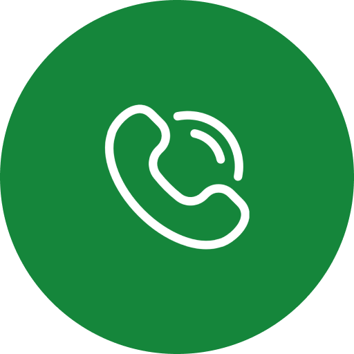 Phone icon with curved handset outline on green circle background