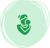 Green heart icon with hands cradling it in a light green circle