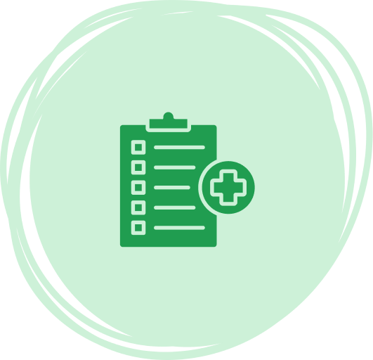 Medical clipboard with checklist and health plus symbol icon