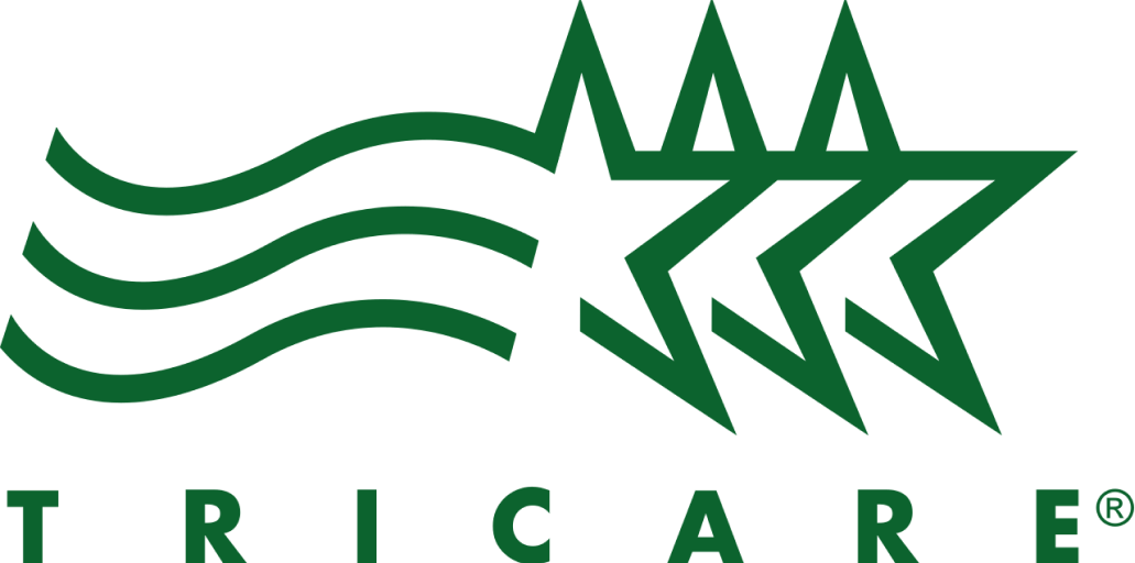 TRICARE logo with wavy lines and three stars