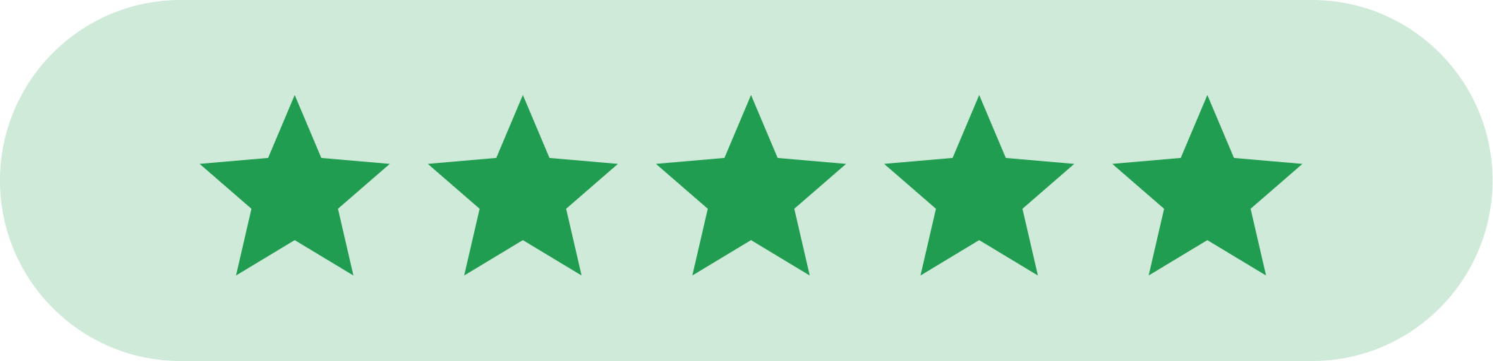 Five green stars on light green background