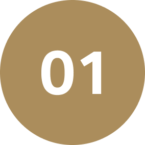 Tan circle with white number 01