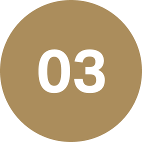 Tan circle with white number 03