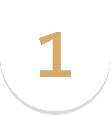 Gold number one in a gray circle