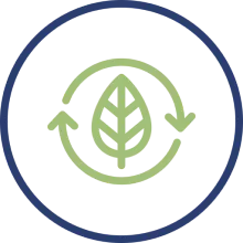 Leaf icon with circular arrows representing natural or sustainable approach