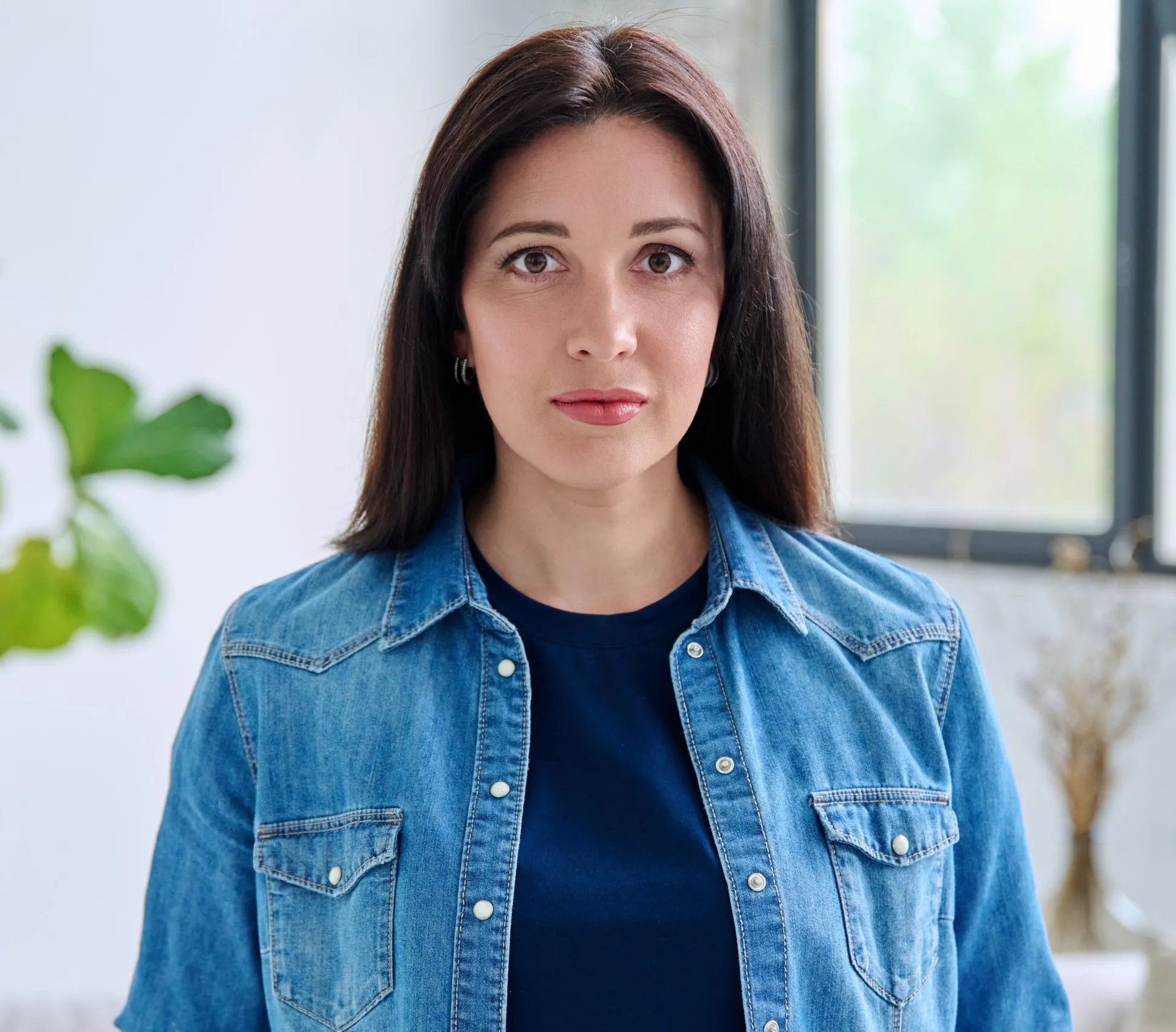 Woman in a denim jacket